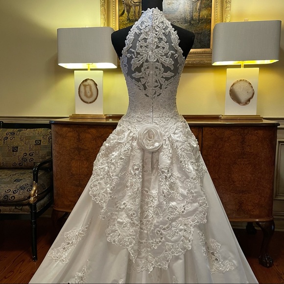 MORI LEE BALL GOWN SATIN WEDDING DRESS SIZE 6 - Picture 4 of 14